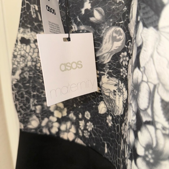 ASOS Black White and Red A-Line Maternity Dress Sz: 12 NWT - Picture 4 of 14